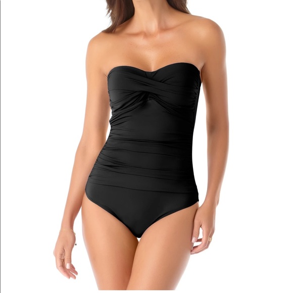 Anne Cole bandeau black bathing suit - Picture 1 of 5